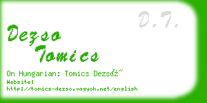 dezso tomics business card